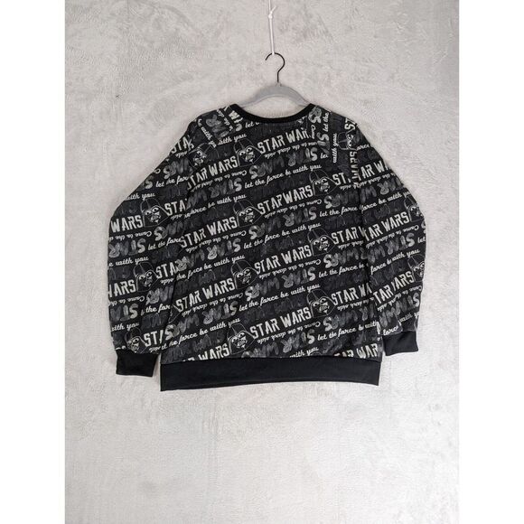 Juniors Star Wars Crewneck Pullover Sweater Darth Vader XL 15-17 Black Grey - Picture 3 of 7